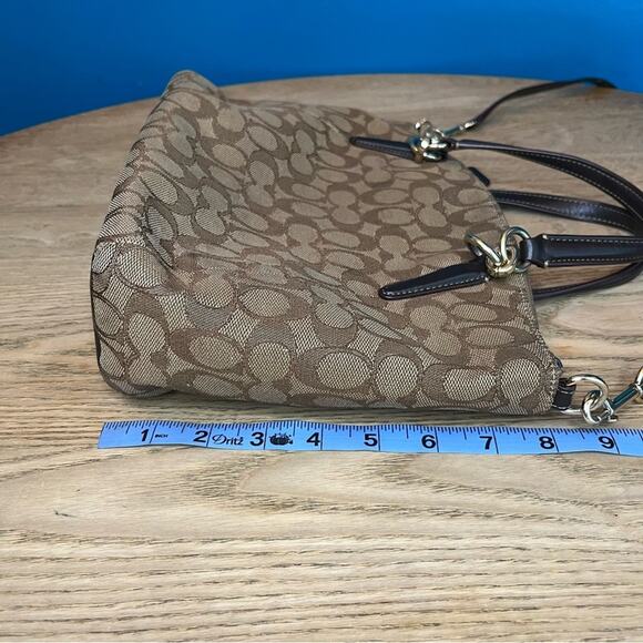 Coach Kelsey Small Satchel Signature Jacquard Tan Brown Crossbody Bag - Picture 11 of 13